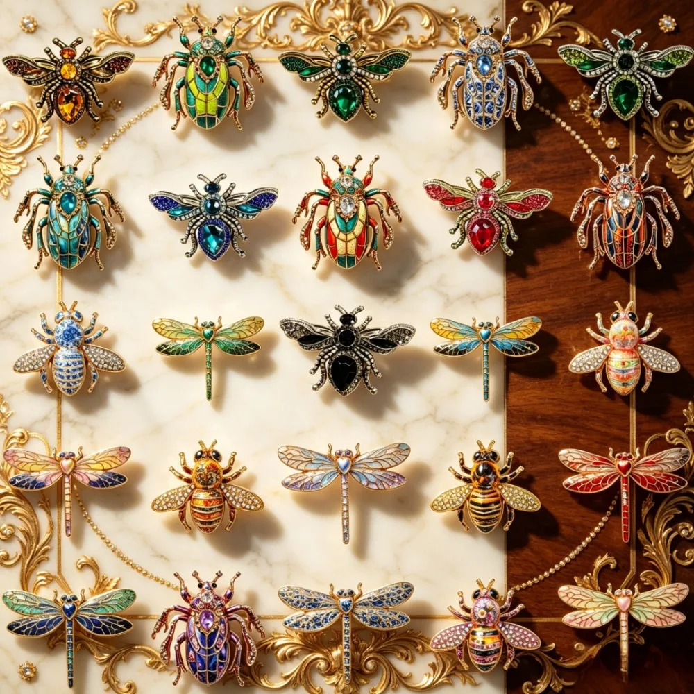Barocke Luxus-Broschen mit Libellen-, Käfer- und Bienen-Motiven für Männer und Frauen – Schmuck, Modeaccessoires, Partygeschenke – Detail 1