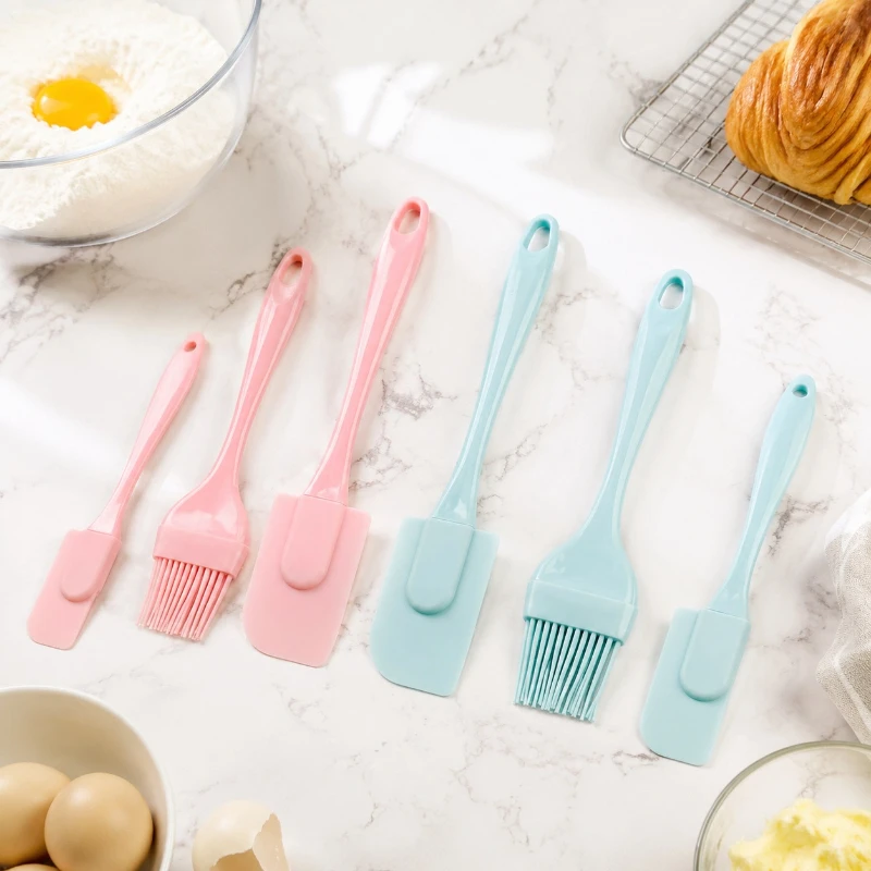 Small Silicone Scraper 3-piece Set Baking Silicone Oil Brush Silicone Scraper Cake Spatula 3-piece Set Kitchen Brush