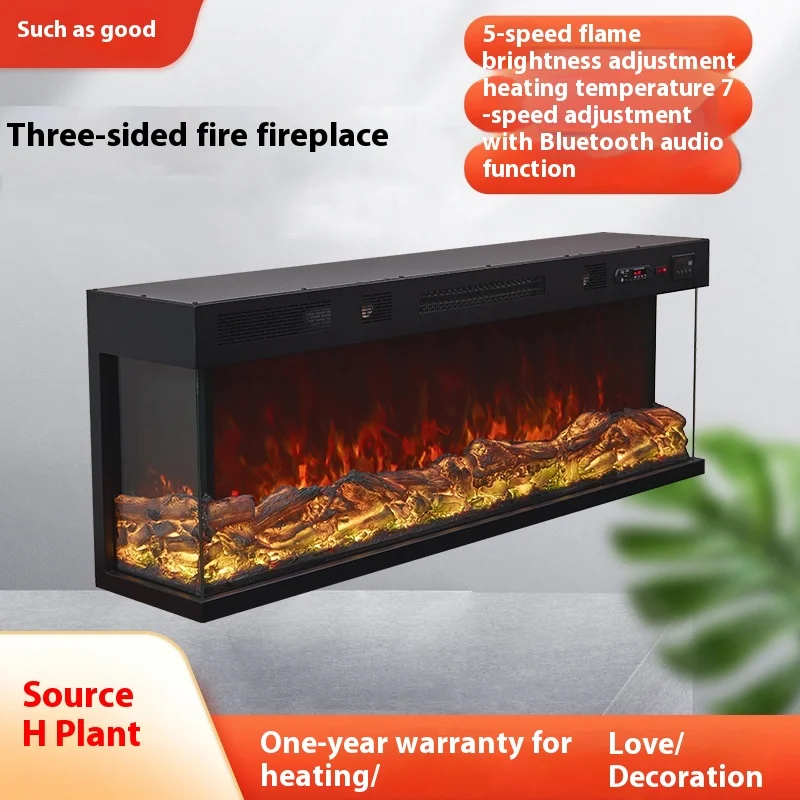 European Style Electric Fireplace Three-Sided Flame Simulation Built-In  Speaker Insert Installation Household Hotel