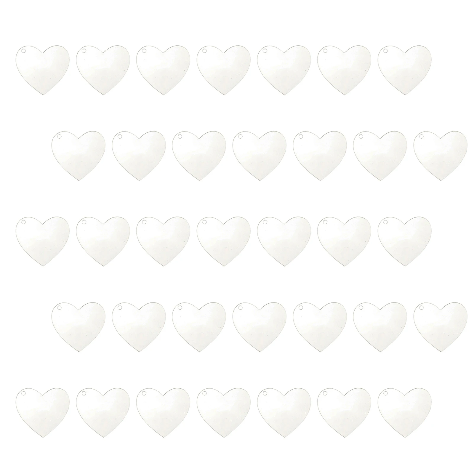 

60pcs Heart Shaped Acrylic Blank Pendant Hole for DIY Keychain Craft Supplies Sweater Chain Cellphone Accessories