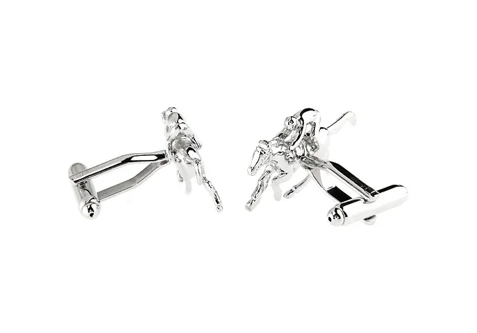 Sport Design Polo Player Cufflinks For Men Quality Copper Material Silver Color Cuff Links Wholesale&retail