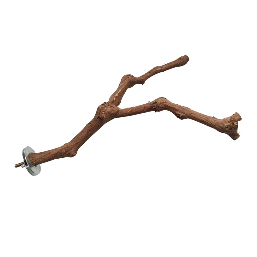 

Parrot Standing Pole Wood Toy Bar Metal Stick Bird Cage Accessory Chewing Plaything Pet Supply