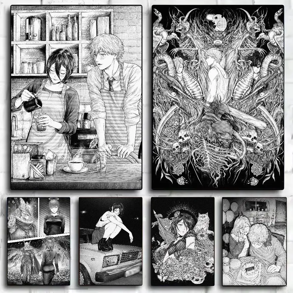 Popular Cool TOP Anime Chainsaw Man Poster Poster For Room Living Canvas Painting Print Poster Art Home Wall Decor Gift