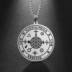 Dawapara Archangel Sandalphon Necklace Angelic Ambassador of Prayers Kabbalah Stainless Steel Amulet Jewelry
