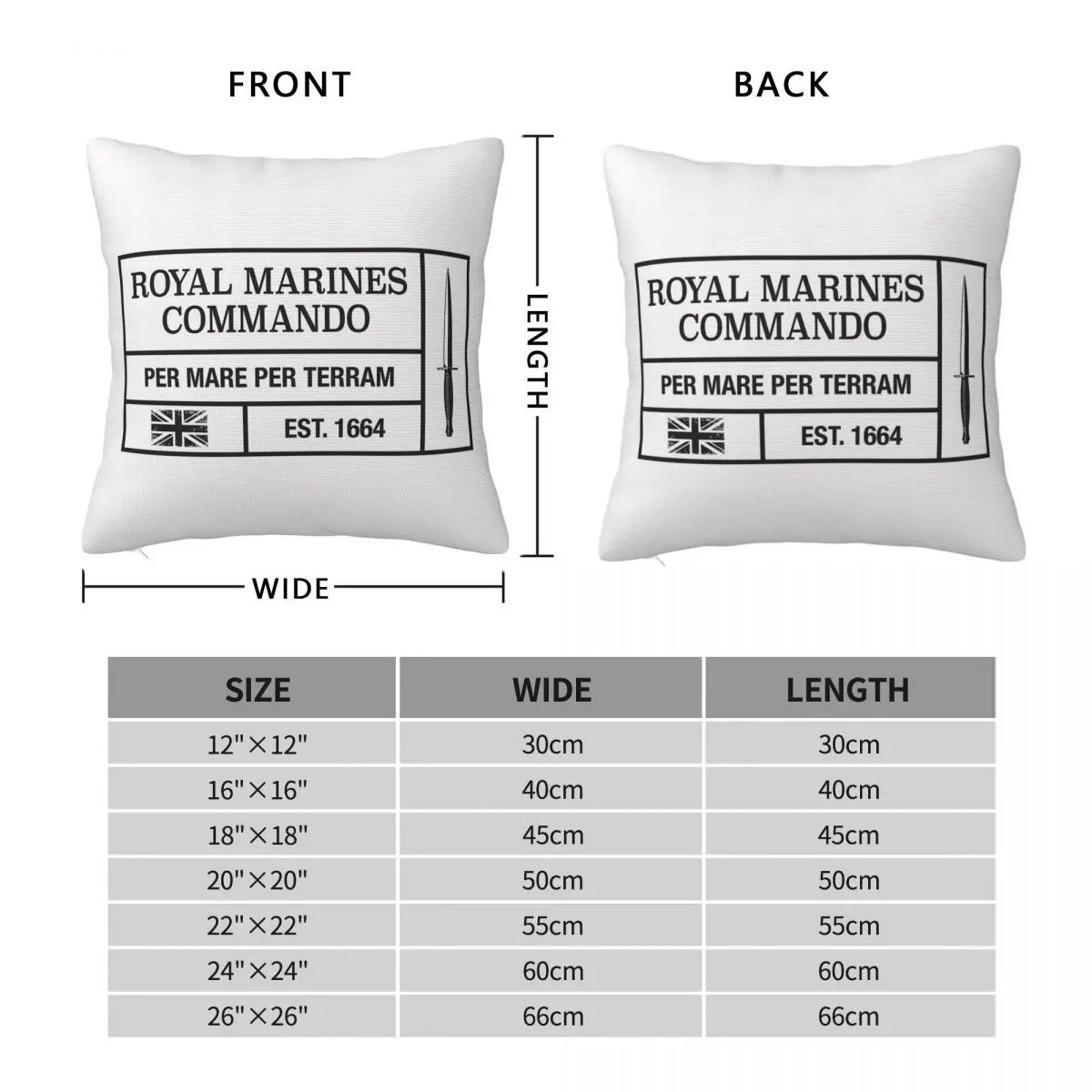 Royal Marines Commando 1664 Square Pillowcase Polyester Linen Velvet Pattern Zip Decor Home Cushion Cover