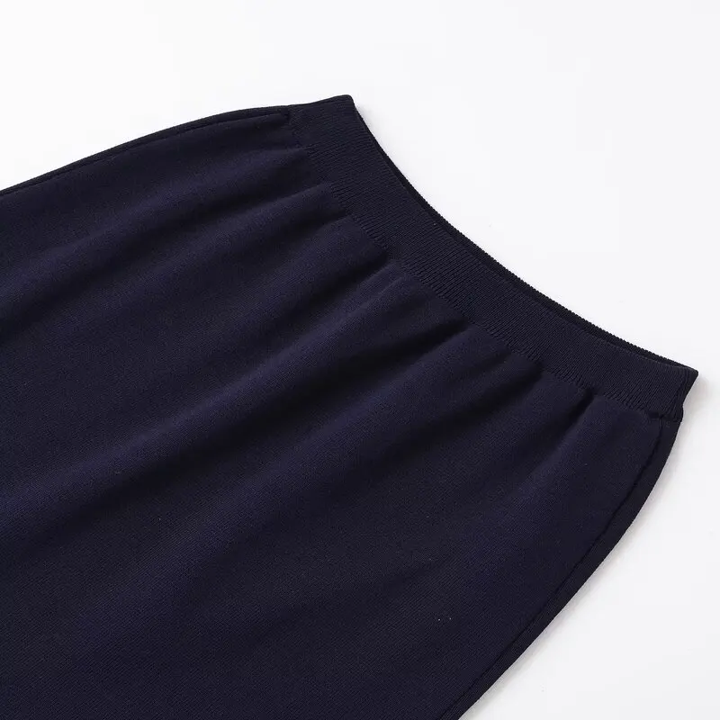 2025 Summer New Women's Faion  Knitted Skirt with Lace Simple Versatile f-length Midi Skirt Sli All-rounder