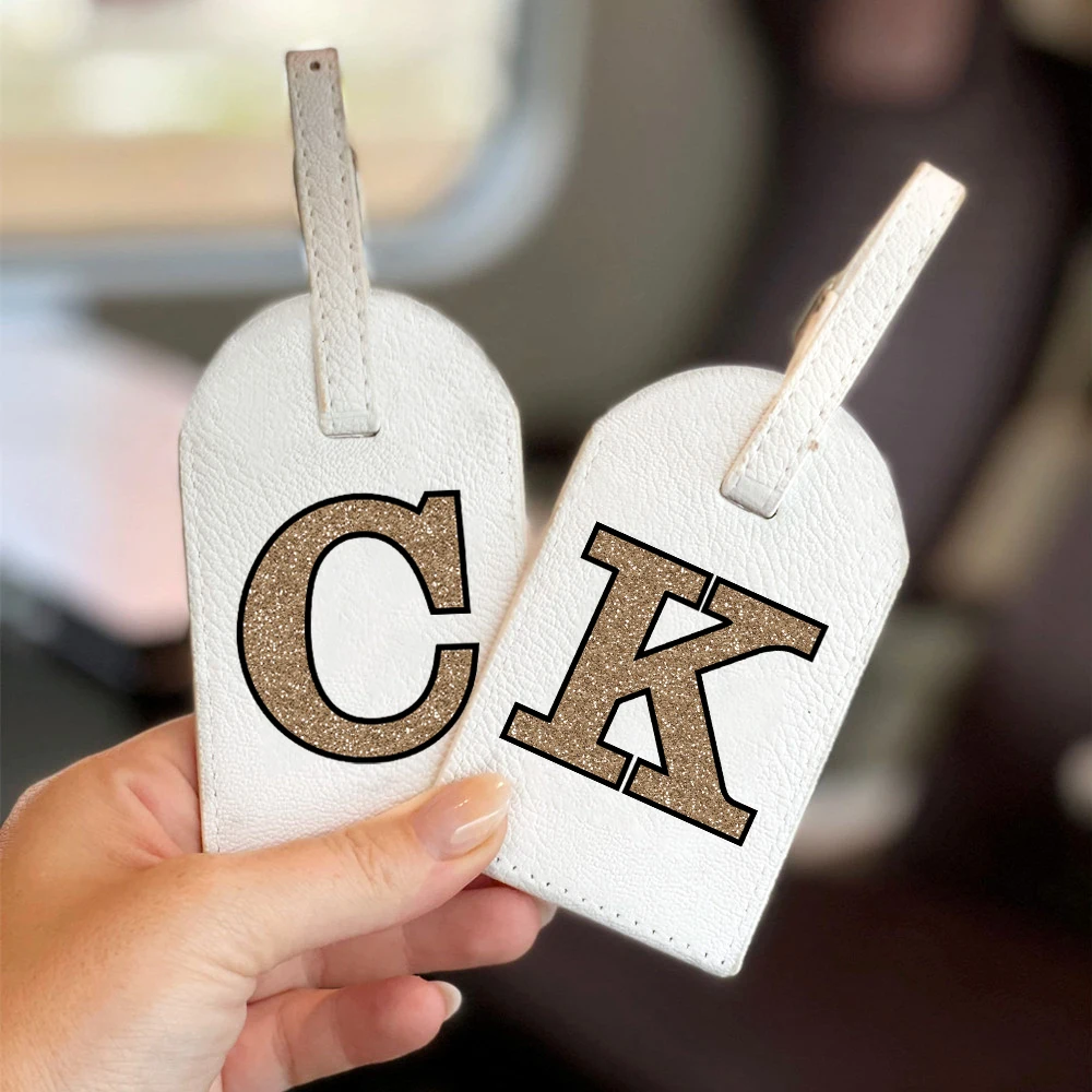 Retro Initial Print Saying Leather Luggage Tag for Travel Bag Suitcase Travel Accessorie Handbag Label Tag Birthday Festive Gift