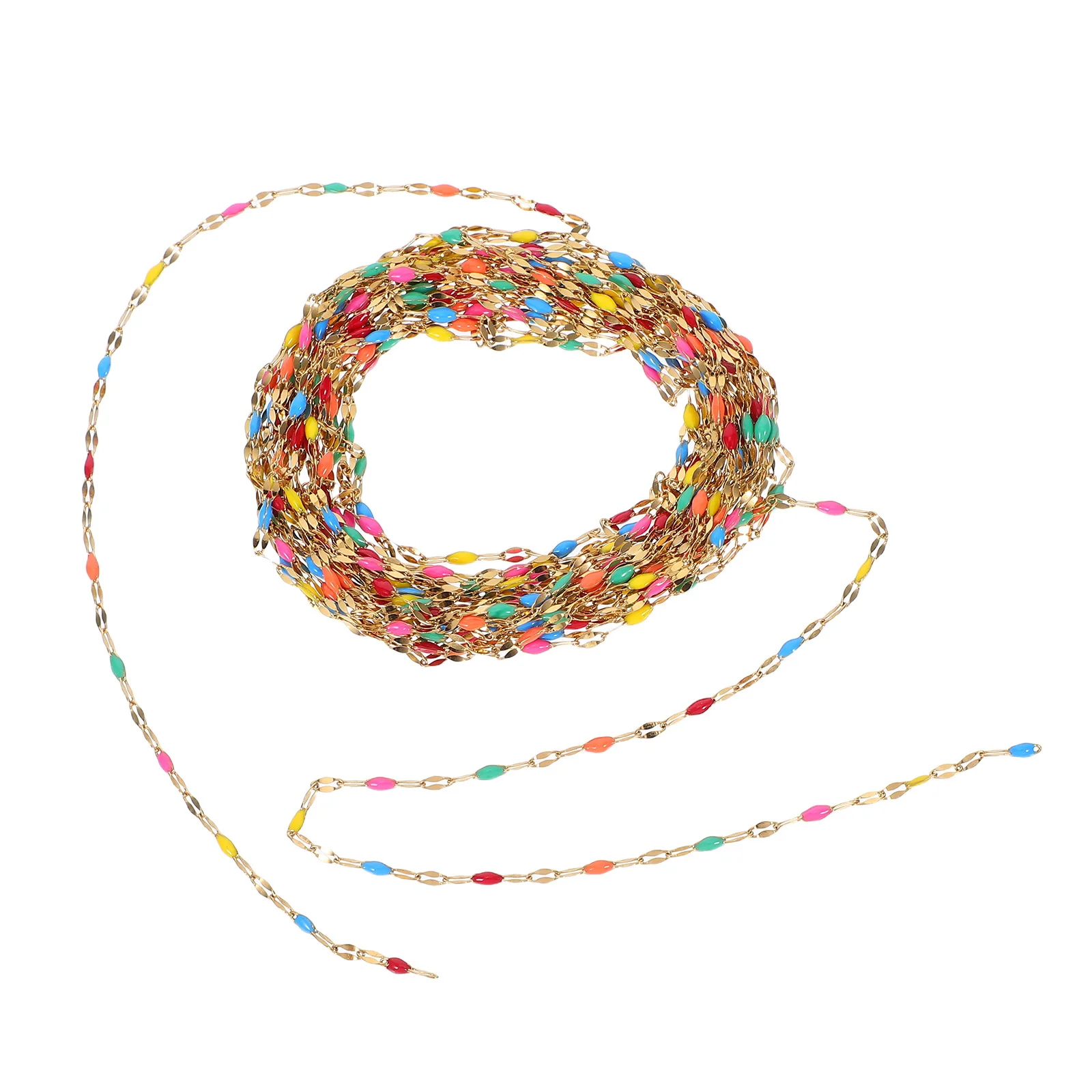 1 Rolls Stainless Steel Enamel Beaded Necklace Chain Colorful DIY Jewelry Chain for Necklace Bracelet Making Daily Party Wear