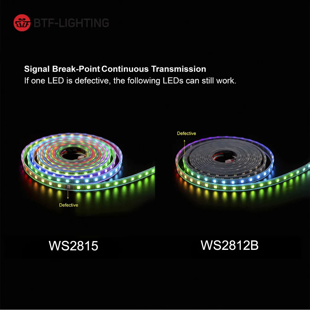 WS2815 DC12V WS2812B WS2813 LED Şerit Işık RGB Bireysel Adreslenebilir LED Işıklar Çift Sinyal 30 60 100 144 LED IP30 65 67