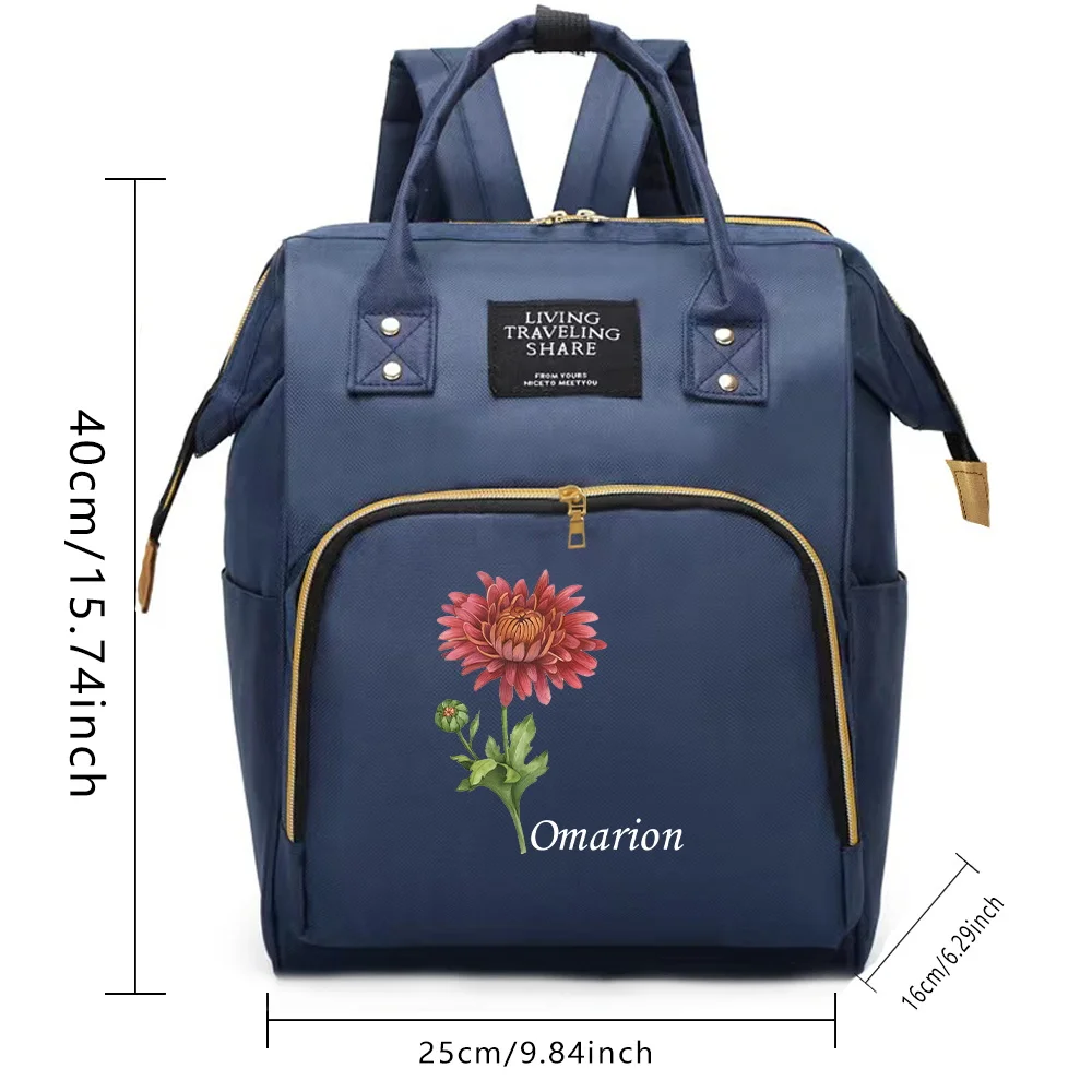 Customized Name Maternity Backpack with Compartments Fashion Outing Nappy Changing Bag Infant Products Storage Pack Travel Tote
