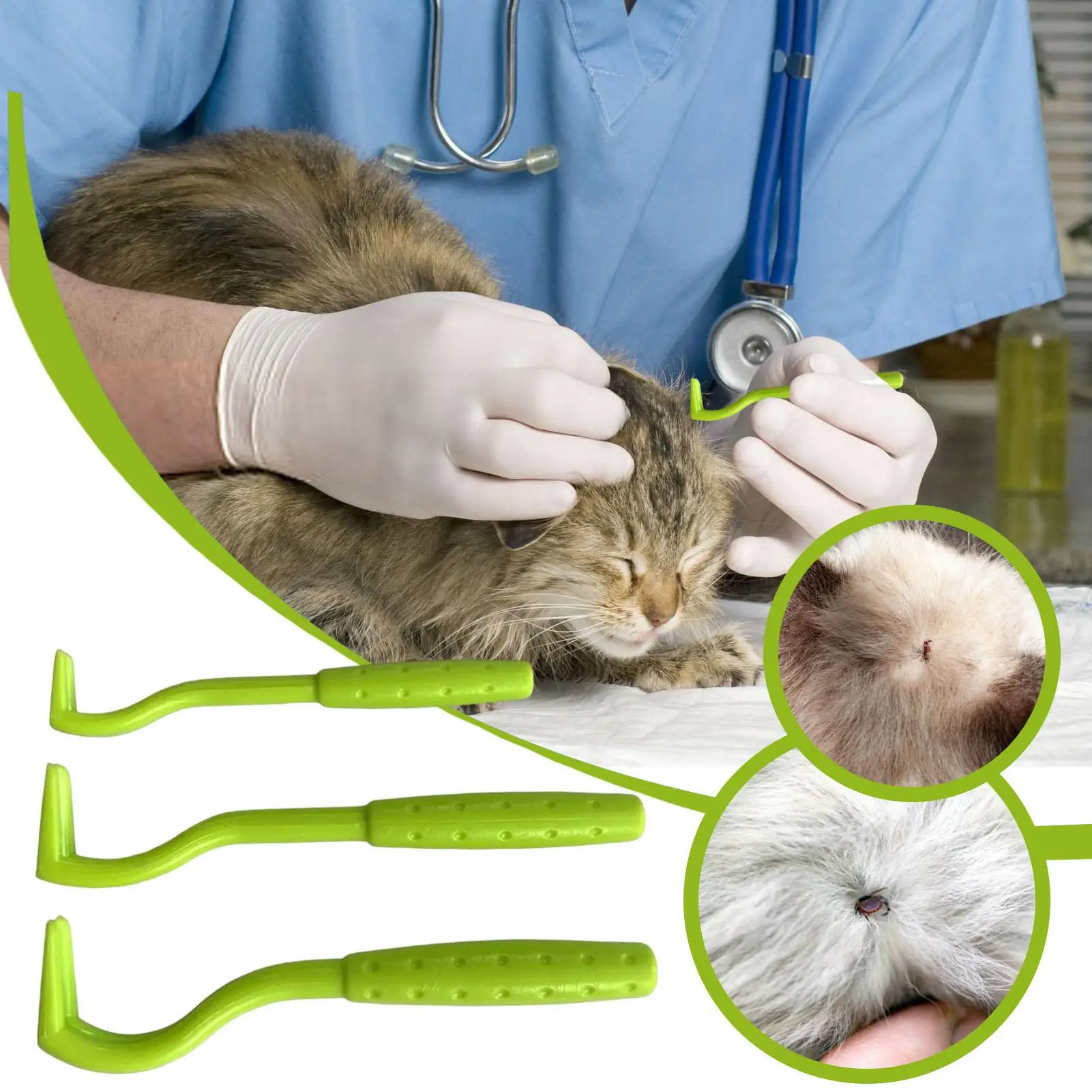 Haustier-Flohentferner Haken Zeckenentfernungspinzette Zeckenzieher Haustier Katze Hund Zubehör Kratzextraktor