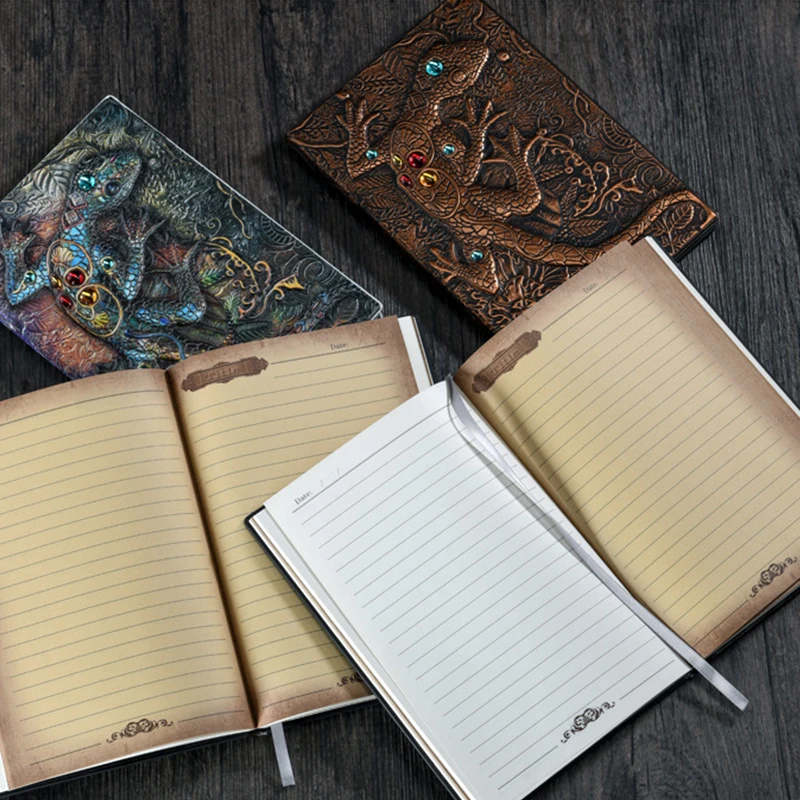 3D Embossed Lizard Notebook A5 PU Leather Notepads Diary Agenda Weekly Planner For Students School Office Supplies YJ-004