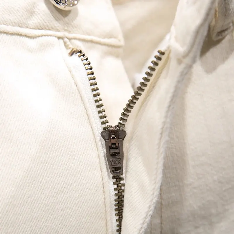 Street Designer Fashion Men Jeans Beige White Stretch Slim Fit Spliced Patched Denim Cargo Pants Hombre Y2K Hip Hop Biker Jeans