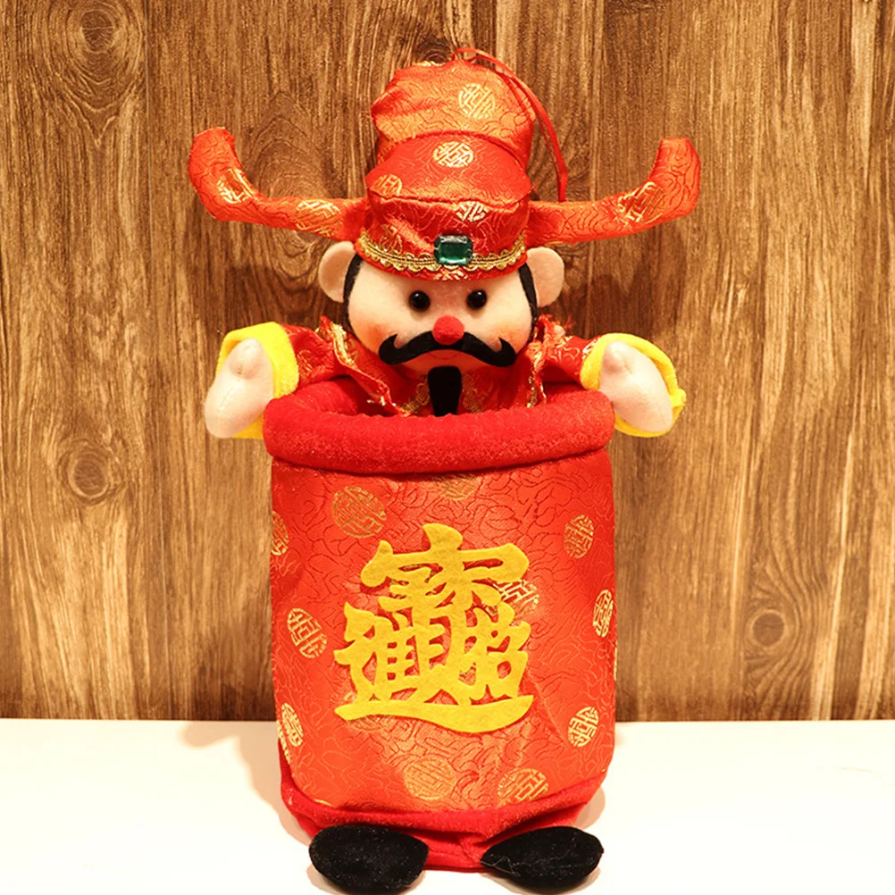

God of Wealth Storage Bucket Decoration Cute Desktop Trash Can Mini Small Cloth Cans Chinese