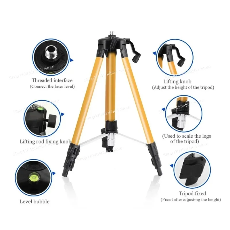 

1.2/1.5M Adjustable Laser Level Tripod - With 5/8" Adapter & Anti-Corrosion Coating