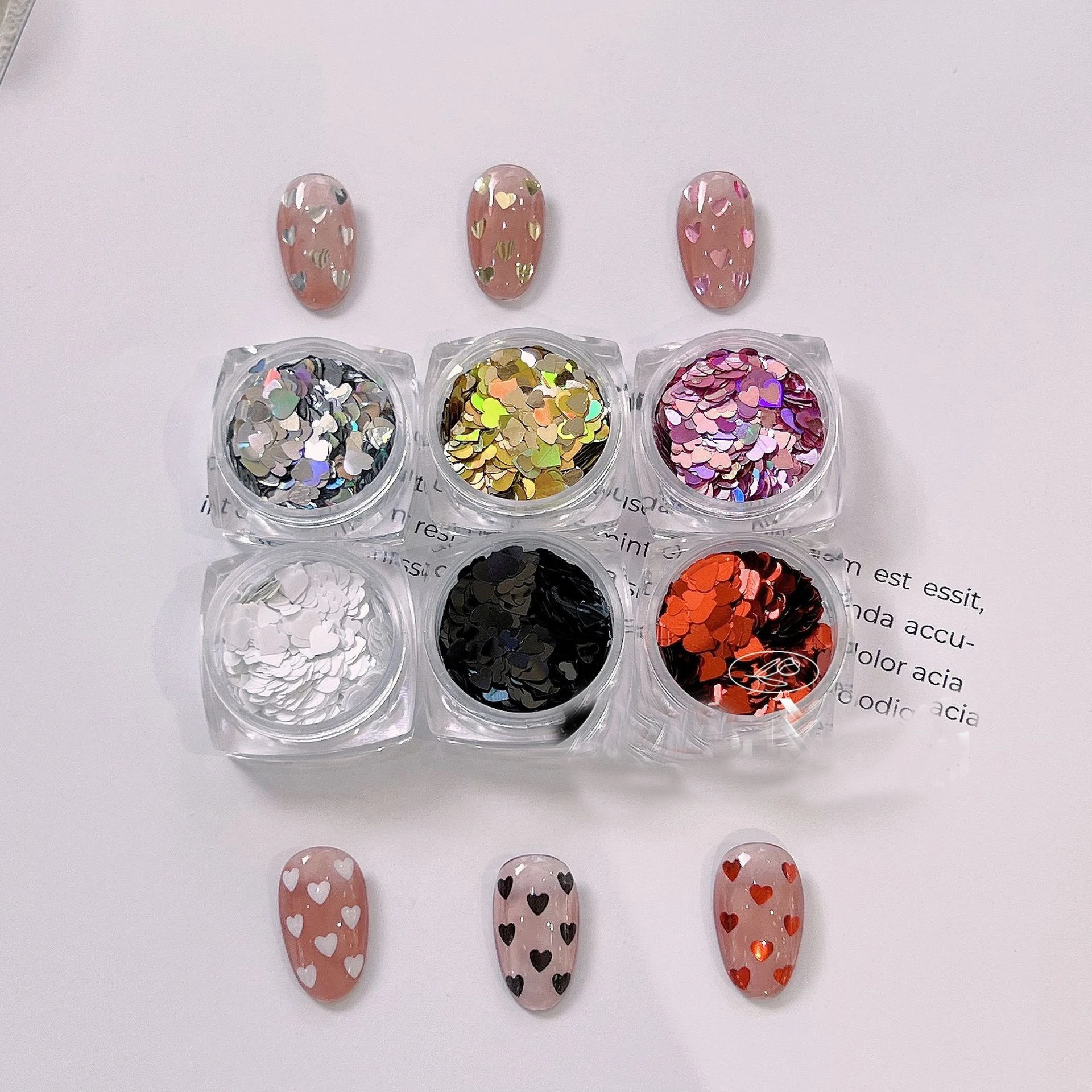 Laser Holographic Sequins Nail Art Decorations Charm Mixed Ultrathin Heart Parts Press on Nail Glitter Flakes Sparkly Manicure