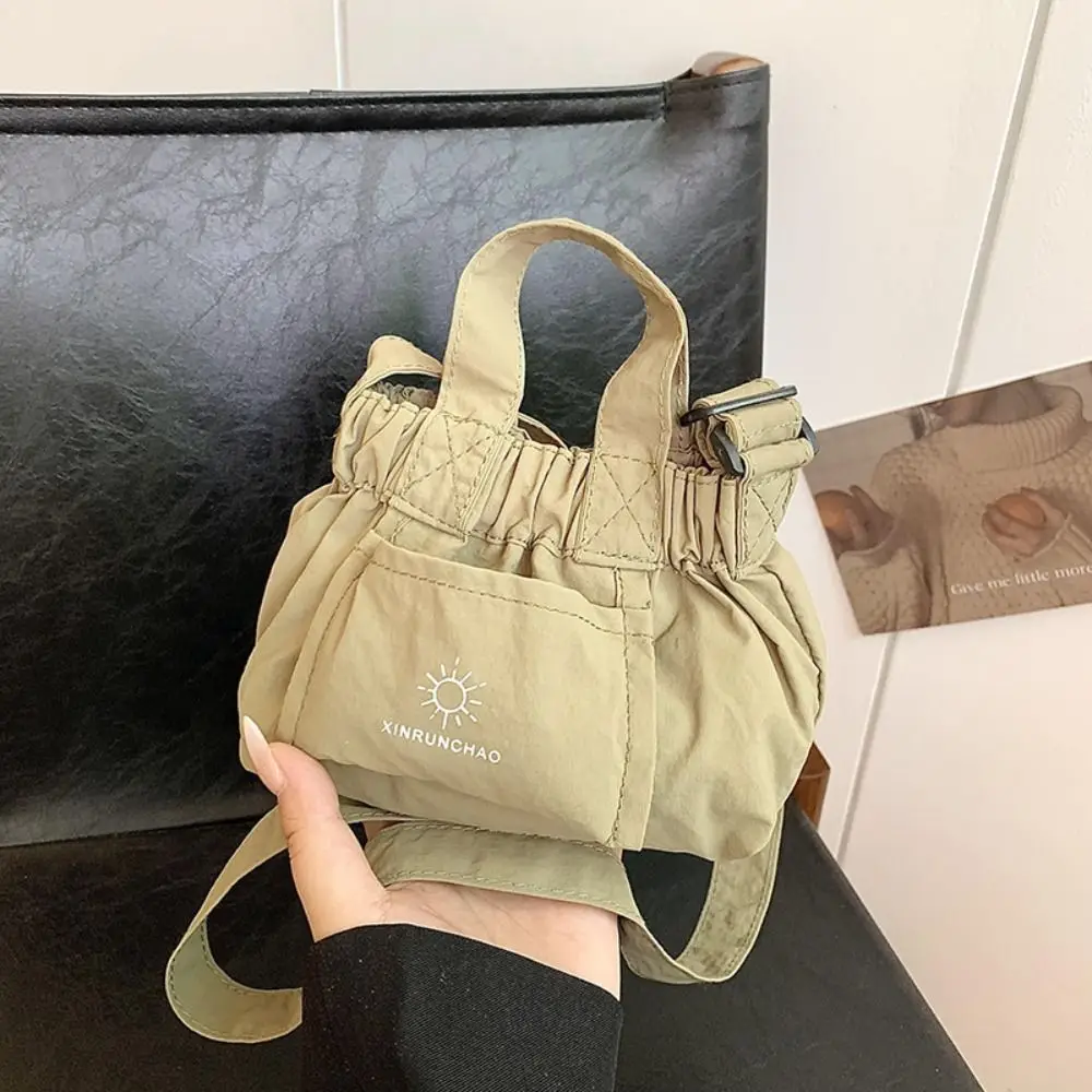 Cute Korean Style Nylon Shoulder Bag Crossbody Bag Small Canvas Messenger Bag Solid Color Handbag Dumpling Bag Office Worker