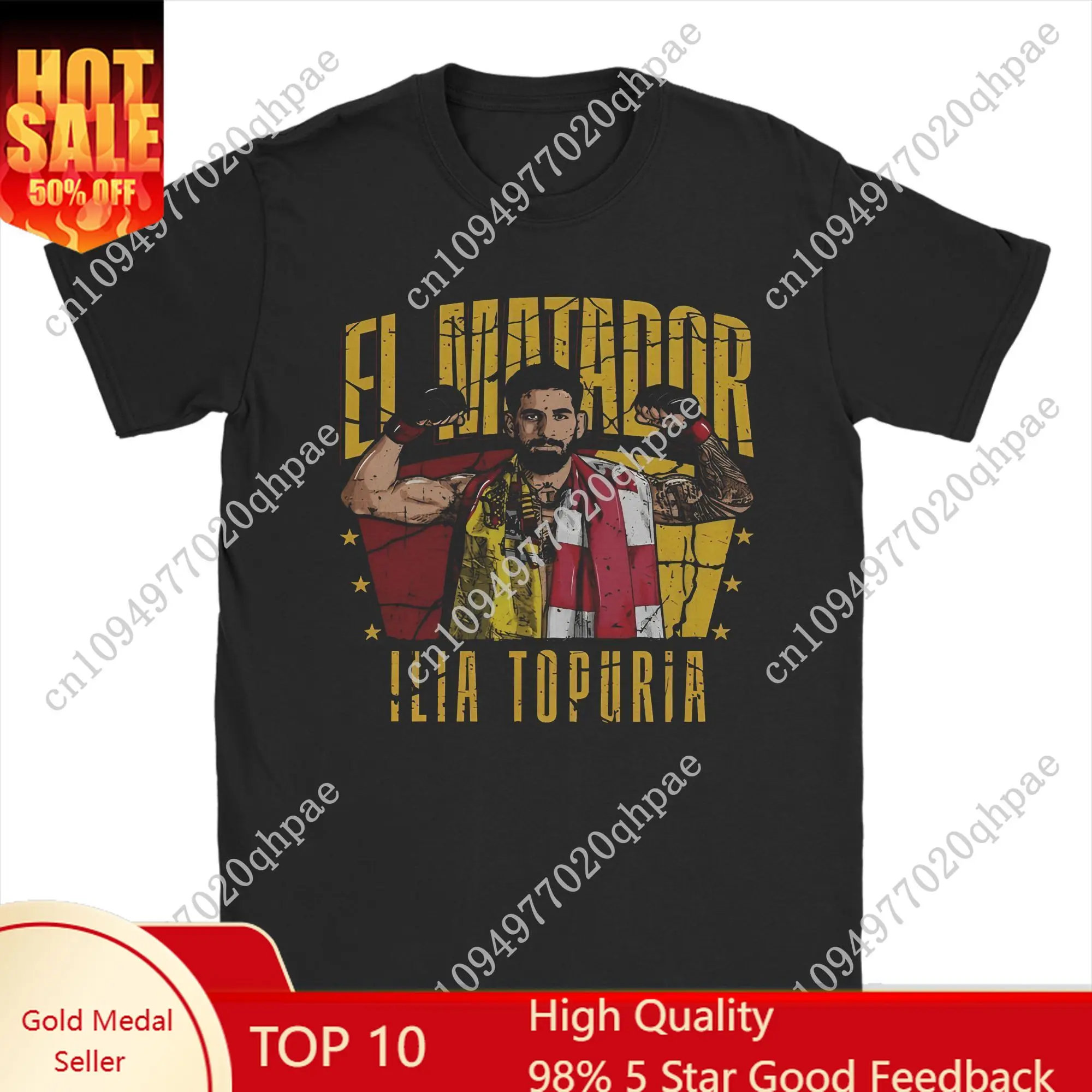 

Ilia Topuria El Matador T-Shirt for Men Boxer Jiu Jitsu Combat Funny Cotton Tees Crew Neck Short Sleeve T Shirt Gift Clothing
