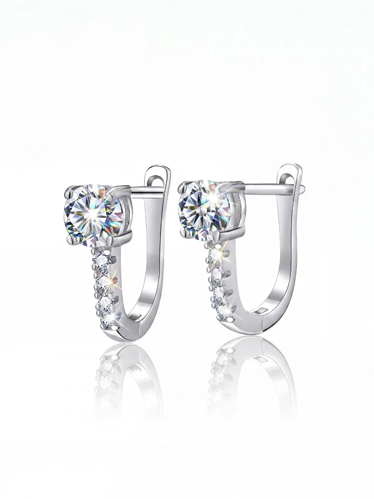 Elegante Luxus 0,5ct Zertifizierte Moissanit-Diamant Hochzeits-Ohrringe für Damen Geschenk Modischer Glänzender Schmuck – Detail 4