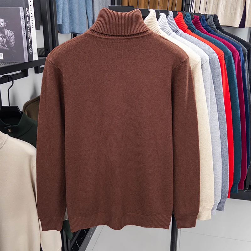 Herren-Pullover mit hohem Kragen, gestrickt, langärmelig, luxuriöser Markenpullover mit Hundestickerei, warmes, vielseitiges Freizeitoberteil für Herbst und Winter. – Detail 4