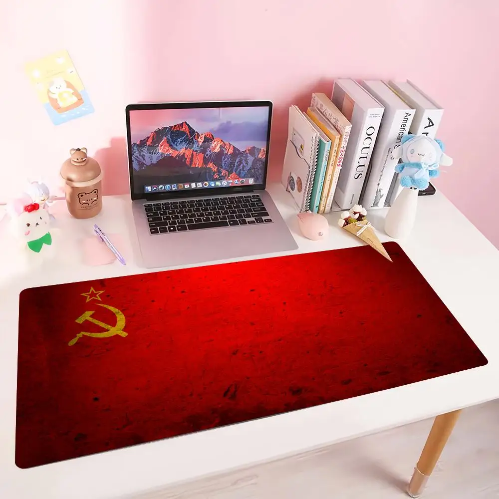 Large Gaming Mouse Pad S-SovietS warrior Mouse Keyboard Mat Desk Pad Home Natural Rubber Desk Rug Pad For Office Carpet XL Mouse