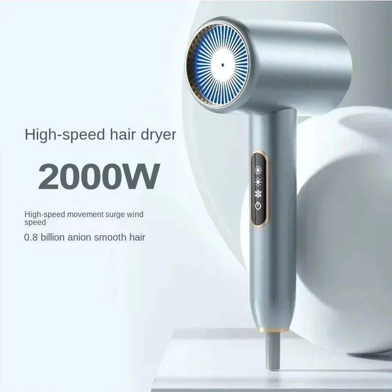 2000W Hair Dryer Professional Negative Ion Low Noise Blow Dryer Electric High Speed Powerful Adjustable Salon Household Dryer