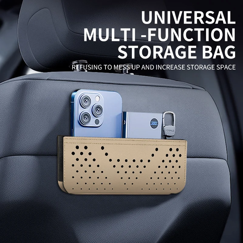 Car leather storage box, storage box, seat, multi-functional car storage bag, mobile phone bag, hanging bag holder, put it in th