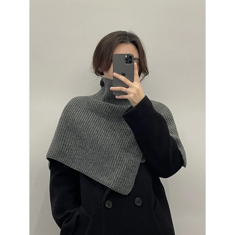 Korean Pullover Shawl Scarf Women's Winter Outer Warm Knitted Neck Protection Harajuku Vintage Punk Chic Fake Collar Turtleneck