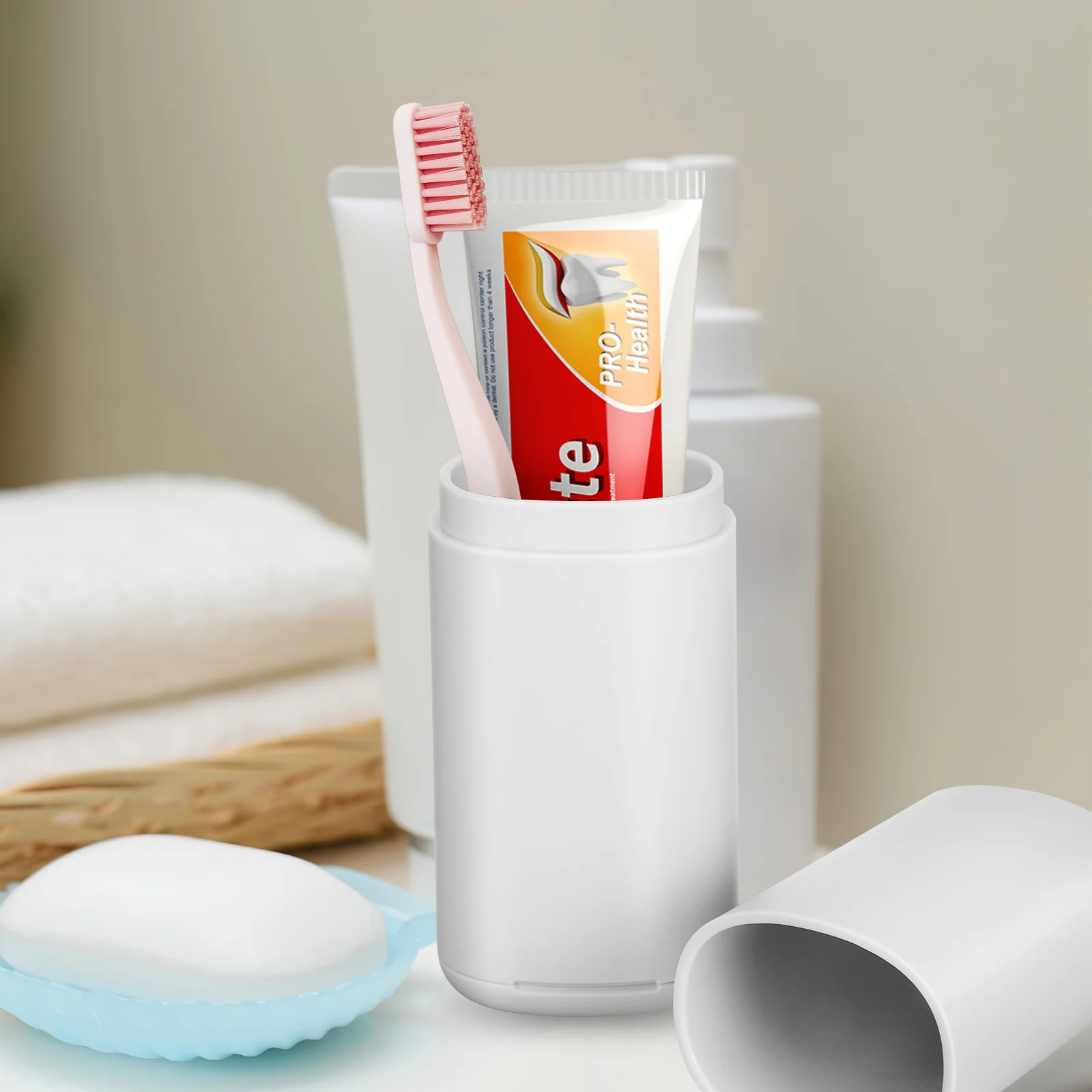 

2 pcs Toothbrush Holder Travel Case Portable Toothpaste Container For Toothbrush Facial Cleanser Pp Material Secure Seal Large