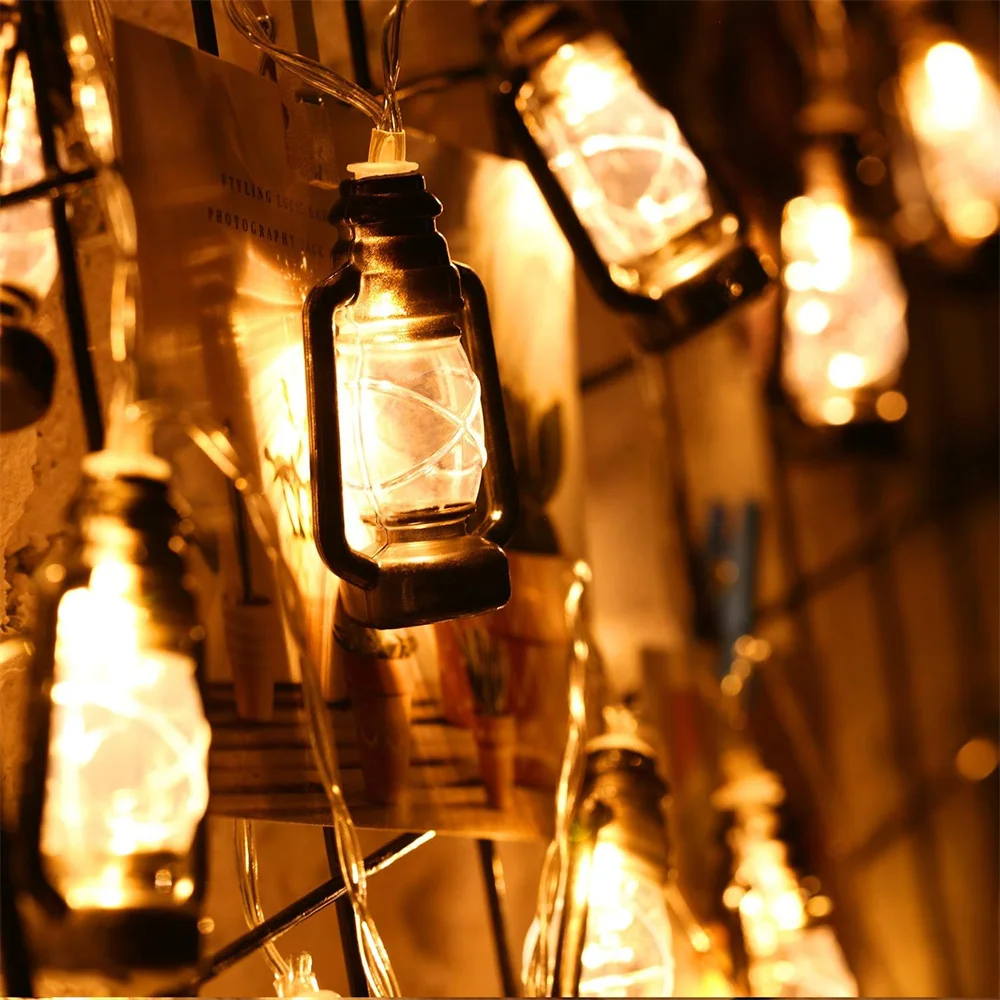 Lantern String Lights 80 LED Lights Mini Vintage Christmas Halloween Decorative Kerosene String Lights Patio Garden Home 484