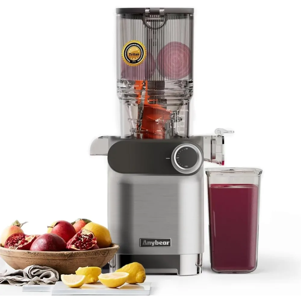 

Cold Press Juicer, Anybear 200W Slow Masticating Juicer 4.3" Large Feed Chute Fit Whole Fruits Vegetables | Heavy-Duty Auger | T