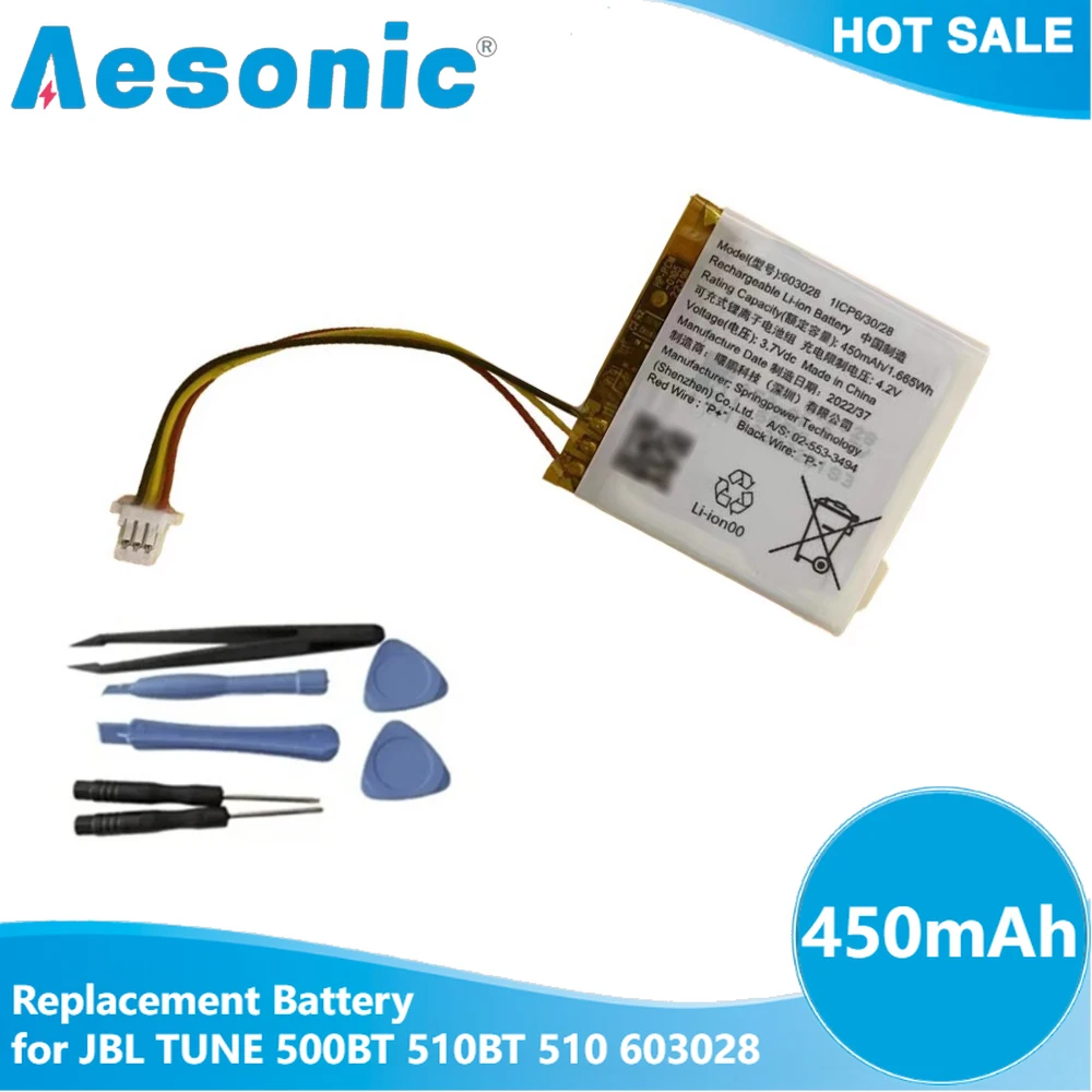 Original New 450mAh Replacement Battery for JBL TUNE 500BT 510BT 510 603028 Wireless Headset Replacement Rechargeable Batteries