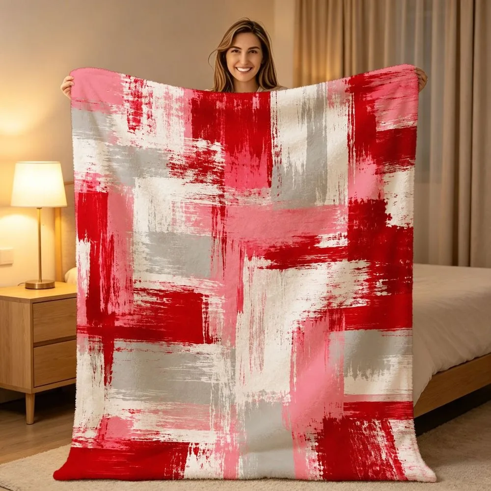 Colorful Abstract Splash Ink Flannel Throw Blanket Bright Multicolor Paint Splatter Soft Warm Blanket for Bedroom Room Decor