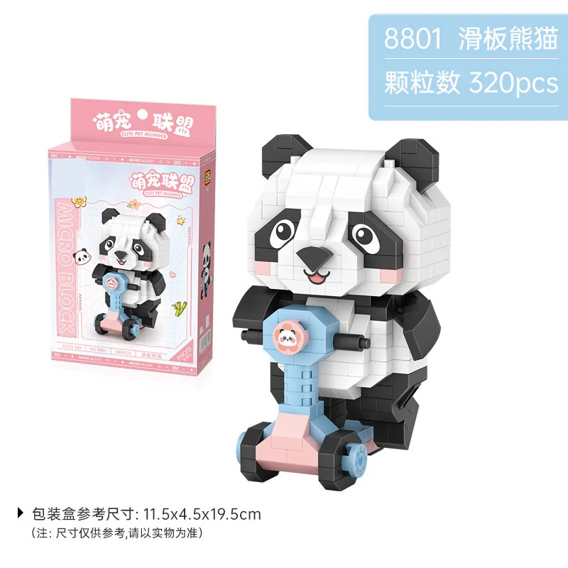 Mini blocs de construction animaux, jouet chinois, Puzzle Panda, briques à assembler, décoration de la maison, jouet pour enfants, filles et garçons, cadeaux d'anniversaire