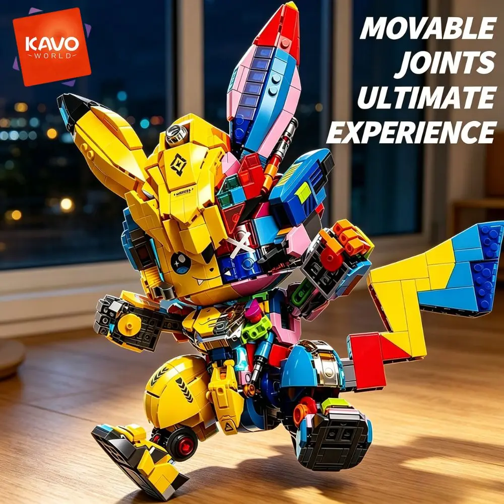KAVOWORLD 1505PCS Mechanical Mouse Mecha Building Blocks Model Kit 360° Rotatable Tail Articulated Joints DIY Assembly Sci-Fi Figurine Half Cute Punk Construction Toy for Gaming Room Office Decor New Year Holiday Chrismas Gift for Adult Teen Collectors
