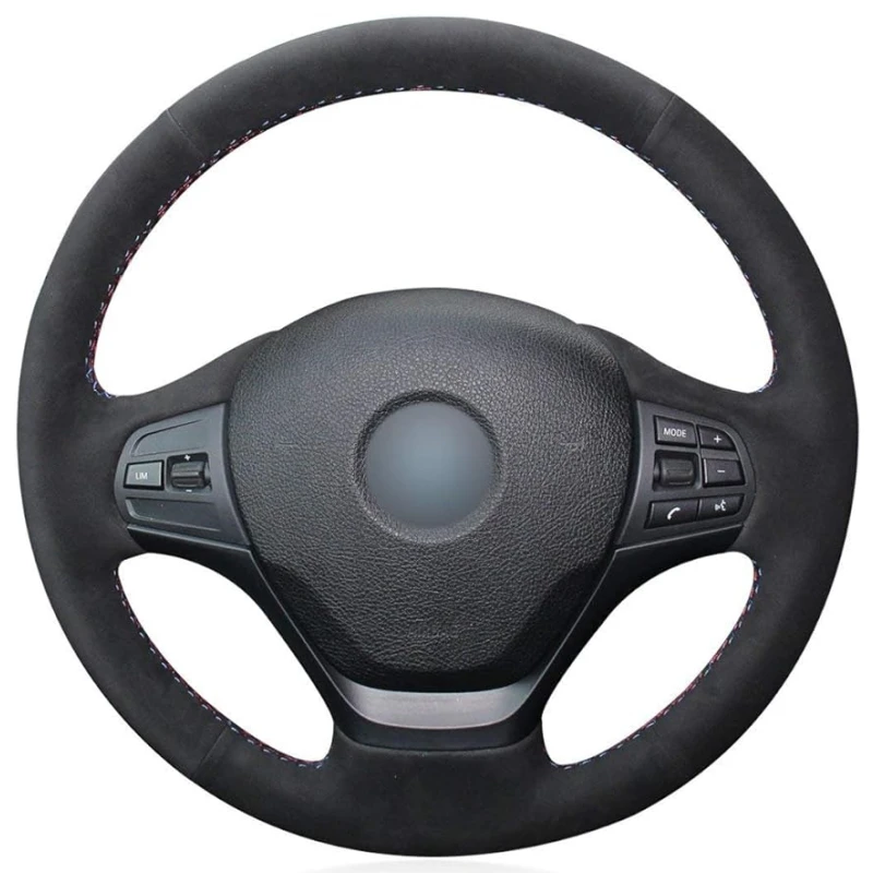 Black Suede Steering Wheel Cover For BMW 2 Series F22 F23 F45 F46 3 Series F30 F31 F34 F35 4 Series F32 F33 F36 X3 F25 X5 F15