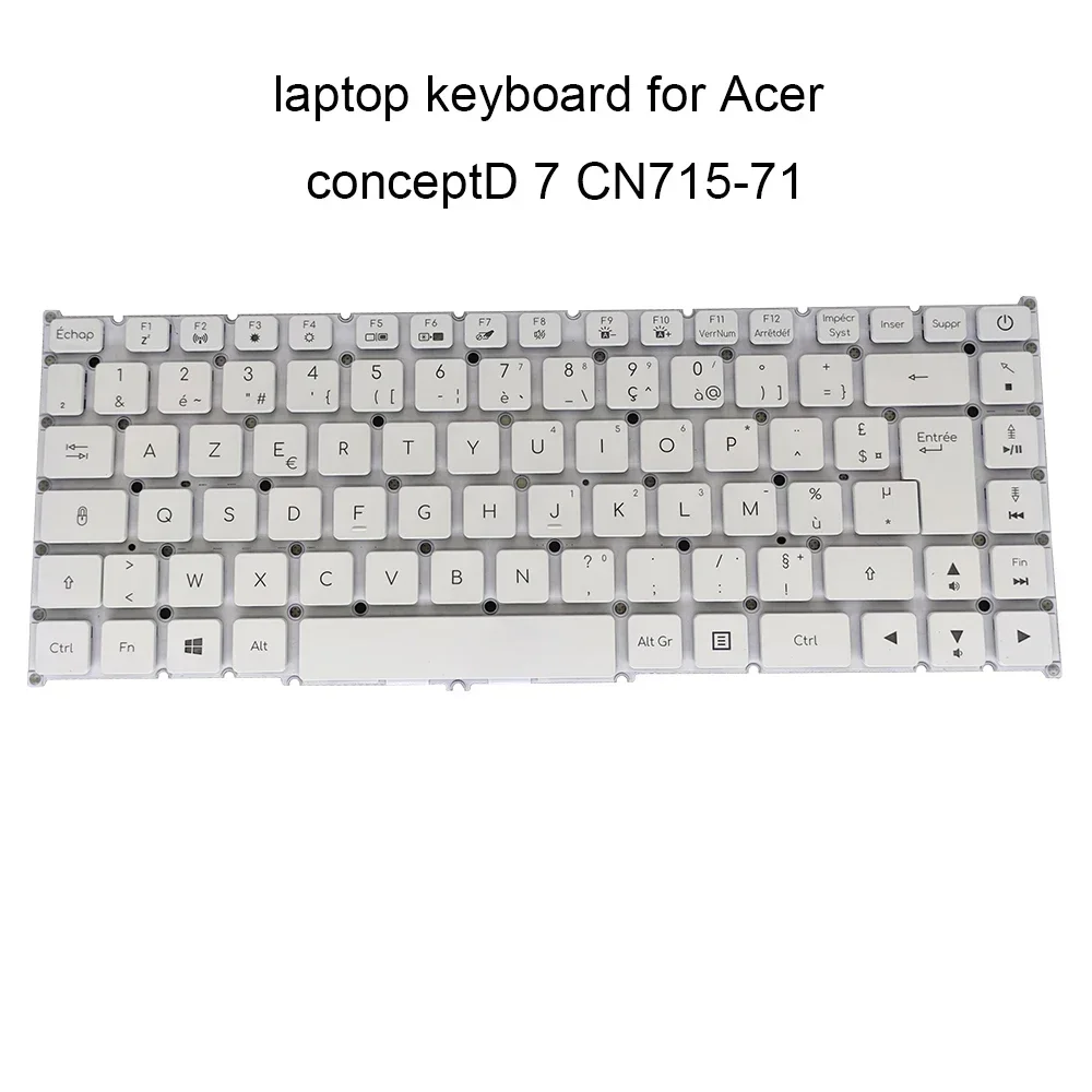 FR French AZERTY Backlit Keyboard For Acer ConceptD 7 CN715-71 73A9 70LR CN715-71P LG4P-T90W3L White Keycaps Backlight Keyboard