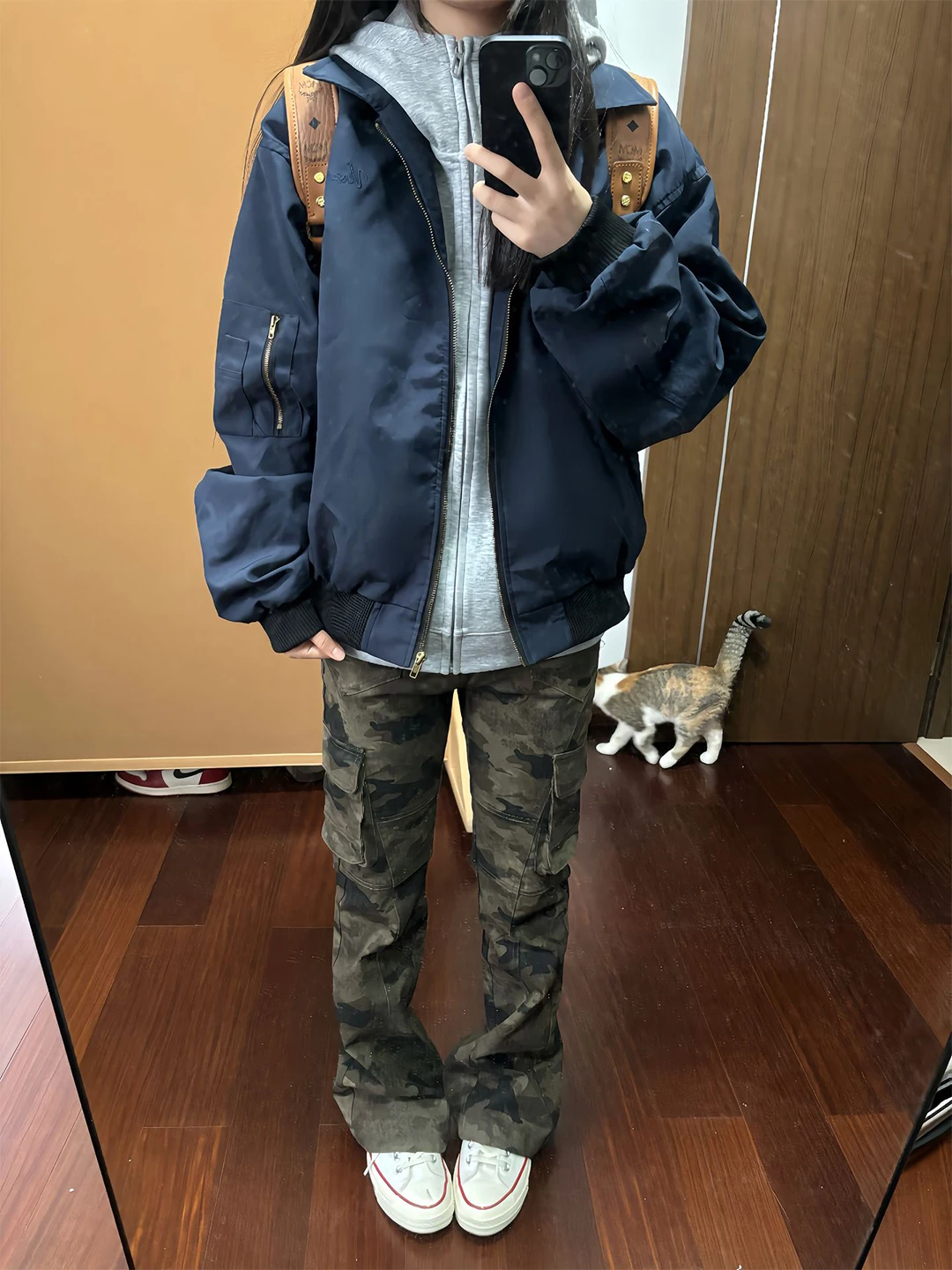 Oumulong Men's Flight Jacket Coat Loose Fit Long Sleeve Zipper Closure Three-Proof Bomber Style Baseball Outfit Autumn Wear