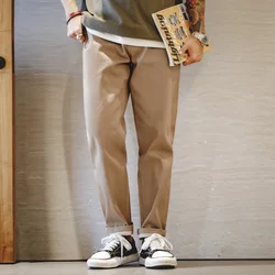 Maden Men Khaki Raw Jeans 11.7OZ Redline Selvedge Denim Jeans Amekaji Straight Pants Male Casual Trousers Hombre Solid Pants