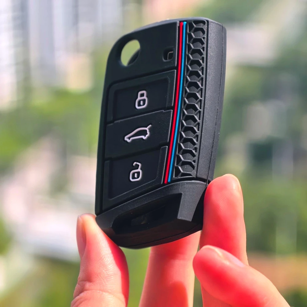 غطاء مفتاح السيارة من السيليكون لسيارة VW Golf 7 GTI POLO T-Roc touran Tiguan Skoda Octavia Rapid kodiaq Fabia Seat Ibiza leon Ateca Arona