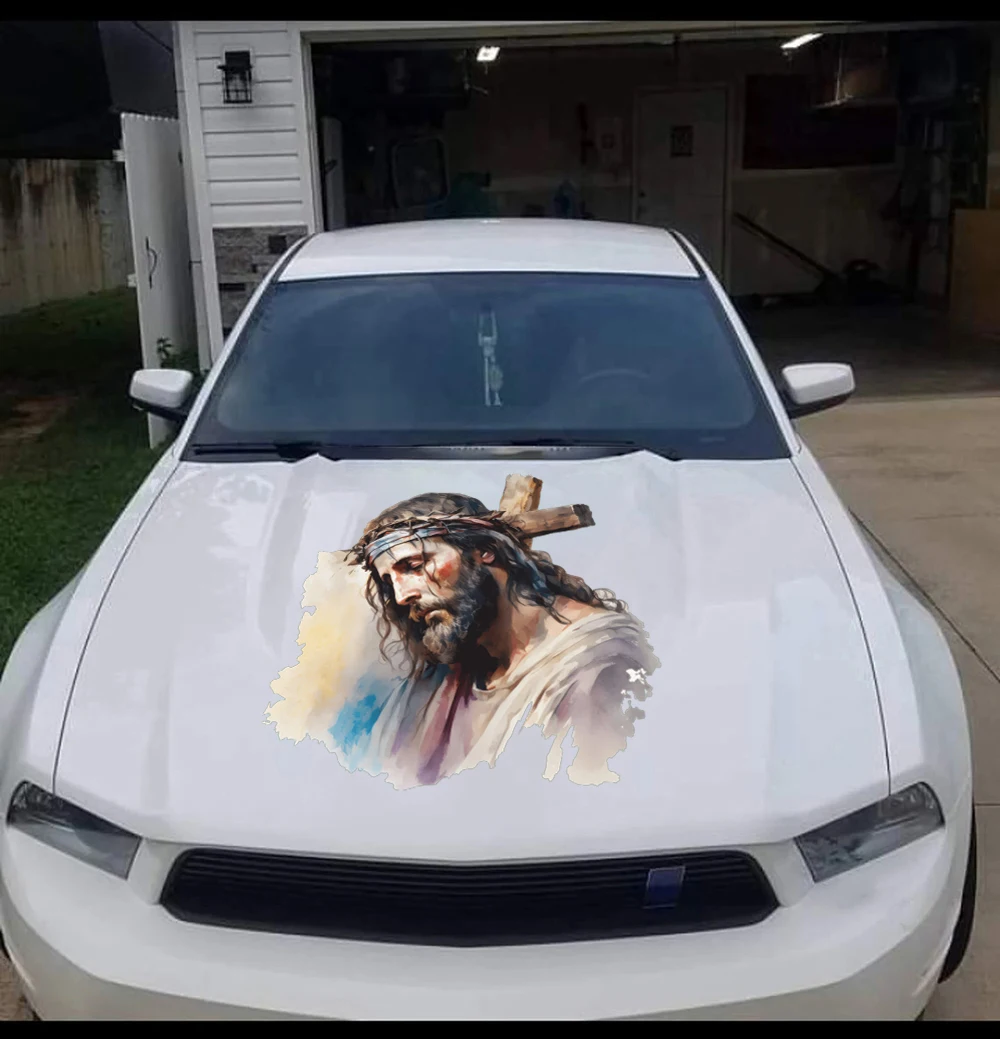 

Large Jesus Cross Car Sticker Decal Christian Bible Verse God Auto Vehicel for Bumper Hood Bonnet Decor