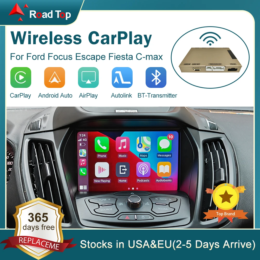 

Wireless CarPlay for Ford Focus Escape Fiesta C-max with Android Auto Interface Mirror Link AirPlay Car Play Function