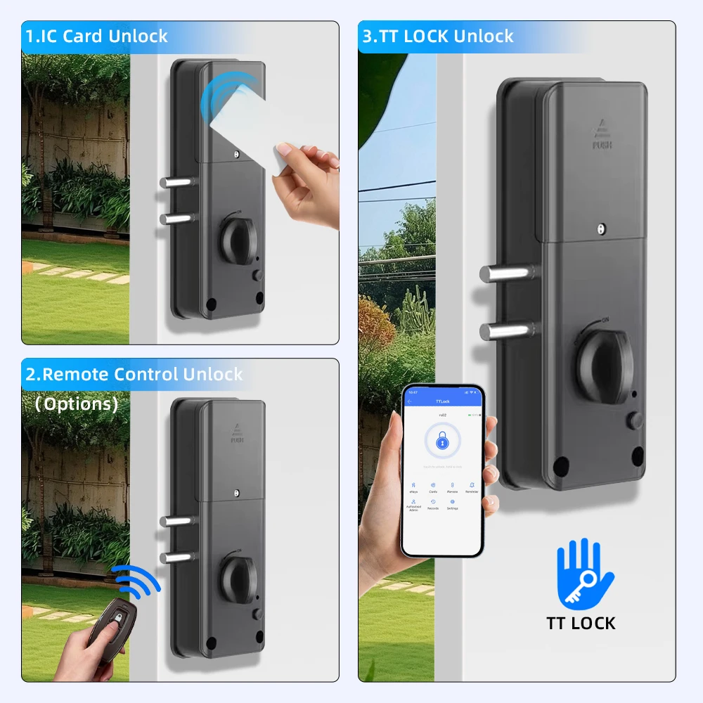 CDOK RX02 TTlock Bluetooth, 실내 보이지 않는 나무 문 잠금 장치, 문 밖에서 볼 수 없음