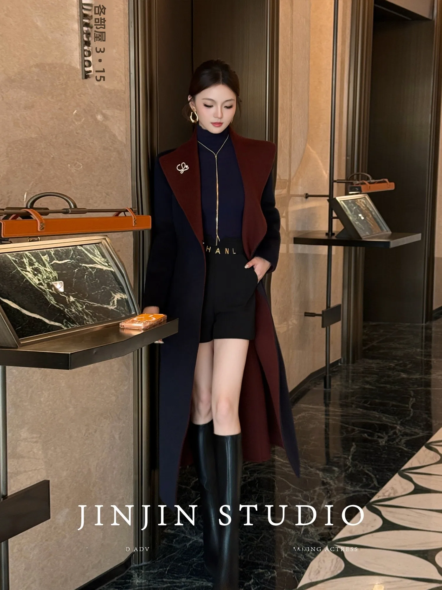 

Faionable Double-Sided Woolen Coat Long Slimming Ele MD Original Design Korean Sle Thiened Autumn Winter Women's Ou...