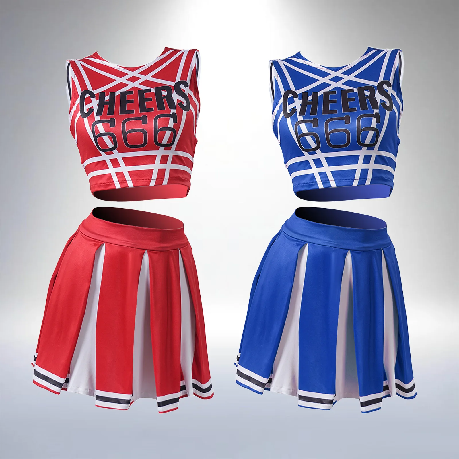 Cheers666 Youthful Two-Piece Uniform Set Skirt And Vest Performance Outfit for Cheerleaders Spring Summer Autumn Fashion