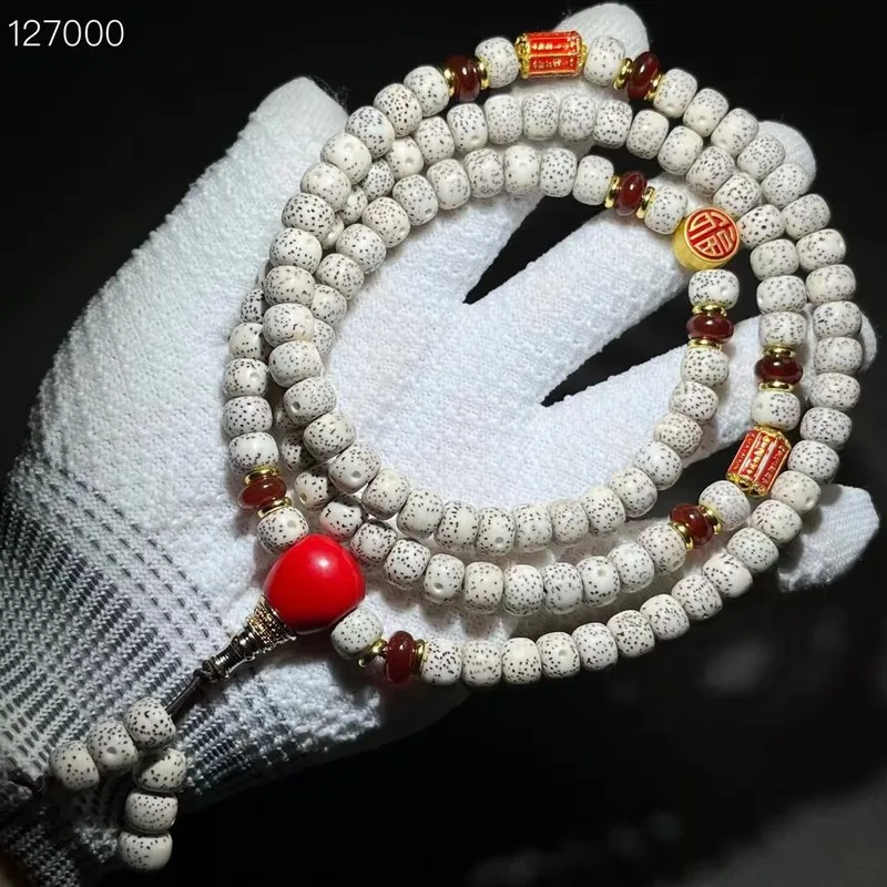 Natural Hainan-Moon Bodhi Bead Bracelet With 108 Golden Seeds, Handheld Wealth God Accessory
