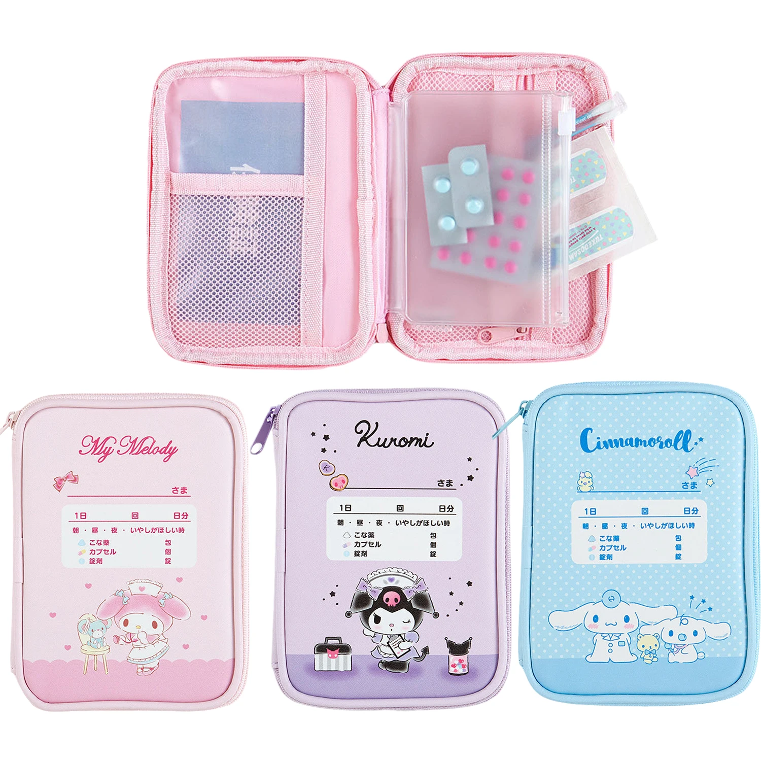 

Sanrio Kuromi Cinnamoroll Mymelody kawaii Cartoon Medicine Bag Anime First Aid Kit Medical Emergency Medicine Pill Storage Bag