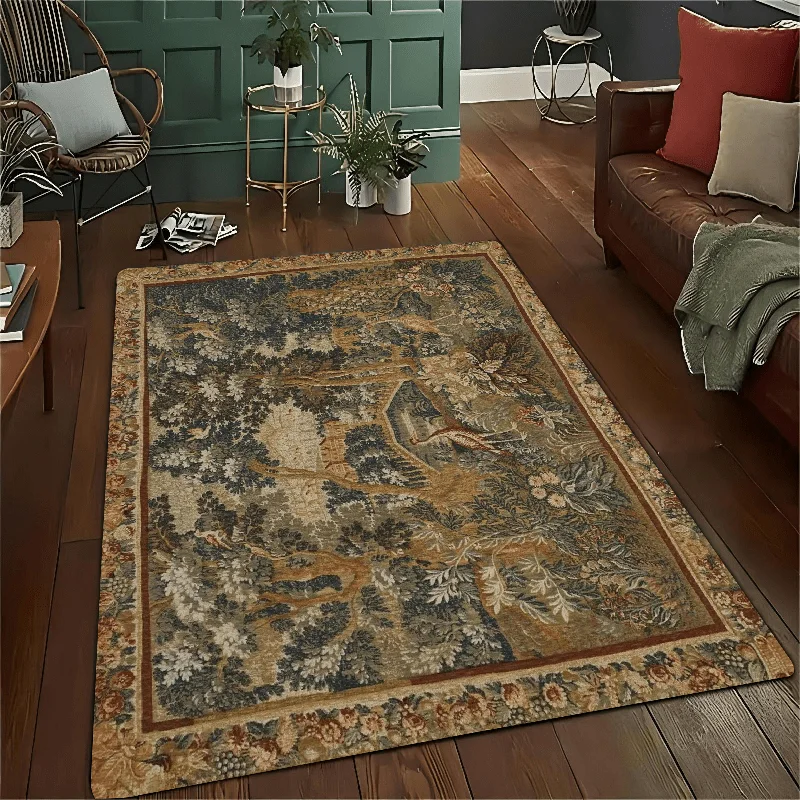 Vintage Farmhouse Area Rug Featuring Swan Design, for Both Indoor and Outdoor Use for Holiday Home Decor and Room Embellishment