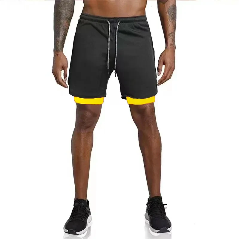 2024 Men Sport Shorts Summer Sportswear 2 In 1 Short Pant Double-deck Training Workout Clothing Male Gym Fitness Running Shorts