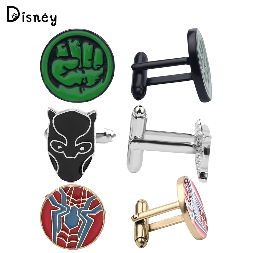 

Marvel Superhero Spiderman Hulk Alloy Enamel Cufflink Men Shirt Cuffs Fashion Accessory Creative Jewelry for Fans Quality Gifts